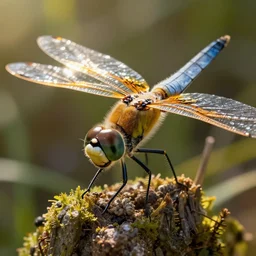 highly detailed macro photo of a dragonfly stephen bliss, unreal engine, global illumination, radiant light, detailed and intricate environment