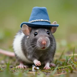 nature photo of rat wearing hat, 4 k
