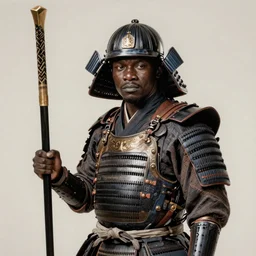 a very highly detailed portrait of an african samurai by tim okamura