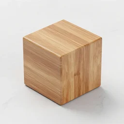 3d render of a wooden cube on a marble surface, close up, photorealistic