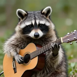 a raccoon playing the guitar