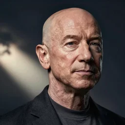 bezos with his ear folded back into his mouth