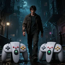 Horror Game Screenshots, A man walking in a creepy dark city at night, Nintendo64