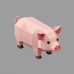 low poly pig in an isometric view using a playstation 1 ps 1 aesthetics, asset, blank background