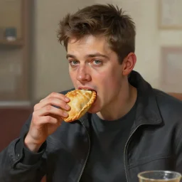 ''homelander from the boys eating empanada, digital paintting, ultra realistic, very detailed, cinematic shot, concept art, high quality, 8 k''