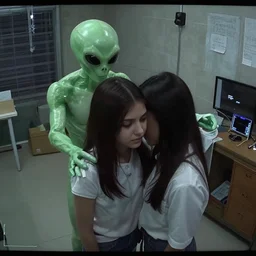 alien abducting a girl, cctv footage