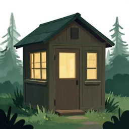 cabin in the woods, digital illustration, artstation trending