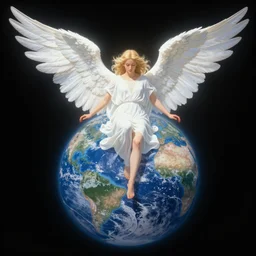 a angel of light protecting planet earth drawn by boris valejo