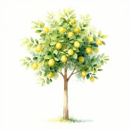 A tall lemon tree, trending on artstation, watercolor painting