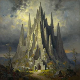 a beautiful painting of isengard, ray traced lighting by jean claude mezieres