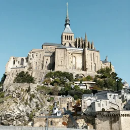 monumental beautiful monastery complex like mont saint-michel, carved in white marble rock cliff, megascan textures, cinematic composition, Jim Burns, Craig Mullins, wide angle, in the style of hayao miyazaki + brian froud + kim jung gi, studio ghibli, beautiful high detail enhanced 8k render