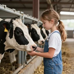 a girl tending cows in a barn. babe ( 1 9 9 5 )
