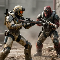 Master chief fighting a kig-yar