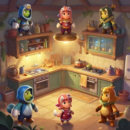 photo cartoon illustration comic manga painting of kitchen environement : 6 fantasy environement, digital painting, volumetric lighting by feng zhu, 3 d alejandro alvarez alena aenami artworks in 4 k beeple, by thomas kinkade hearstone league of legends dofus overwatch