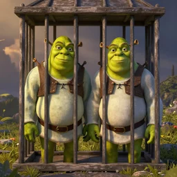 Shrek and Nicholas cage mug shots photograph