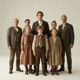 sharp, highly detailed, 36864k film, 175000mm film still from a sci fi blockbuster color movie made in 2019, set in 1860, of a family standing in a park, next to some strange alien plants and flowers, on an alien planet, the family are all wearing 1860s era clothes, good lighting, enhanced faces, 140mm f/1.4L lens