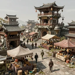 an intricate concept art of sci - fi asian street market, a makeshift stalls, hyper detail, ultra realistic, style by dylan cole and artgerm, trending in artstation, cgsociety, 8 k, octane render, high contrast, 3 d render