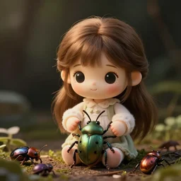 cute fumo plush of a girl who collects rare bugs in her spare time