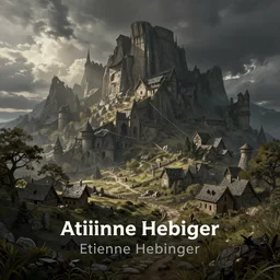 concept art of a medieval landscape by etienne hebinger, atmospheric, detailed, matte