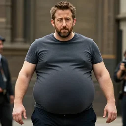 ryan reynolds wearing a fat suit, big belly, bloated, 4 k hd
