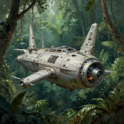 abandoned space station in lush jungle, close up, wadim kashin, perry rhodan, simon stalenhag, digital painting, xf iq 4, f / 1. 4, iso 2 0 0, 1 / 1 6 0 s, 8 k, raw, featured in artstation, octane render, cinematic, elegant, intricate, 8 k