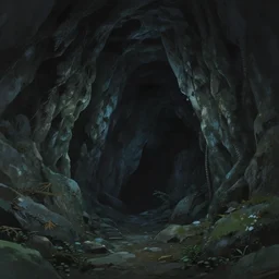 an eerie deep cave landscape by makoto shinkai