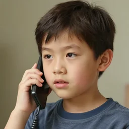 a detailed portrait of a boy speaking on the phone, art illustration, incredibly highly detailed and realistic, 8 k, sharp focus