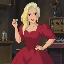 lady gaga in a studio ghibli movie, anime character