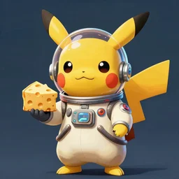 a portrait of an anthropomorphic cyberpunk pikachu wearing a spacesuit, holding moon cheese, cyberpunk!, fantasy, elegant, digital painting, artstation, concept art, matte, sharp focus, illustration, art by josan gonzalez