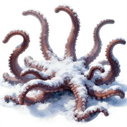 snow tentacles artwork by yoshitaka amano, white background, extremely detailed, octane rendering, sharp focus, volumetric light, particles