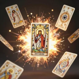 magical tarot cards floating in the midst of magical explosions, intricate details, epic scale, 8 k, sharp focus, by caspar friedrich, albert bierstadt, james gurney, brian froud,