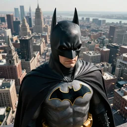 batman, aerial view of gotham city