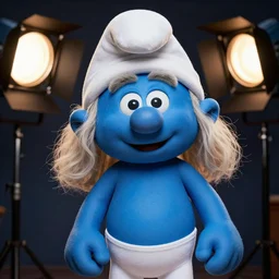 David Letterman as Pappa Smurf in Elaborate Rick Baker Makeup Prosthetics for live action remake of The Smurfs, Studio Lighting, Highly detailed, Trending on Artstation, Studio Lighting Photographed in the Style of Annie Leibovitz