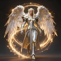 archangel tyrael, glowing spiral background, path traced, octane render, highly detailed, high quality, digital portrait by artgerm, tom bagshaw, hd