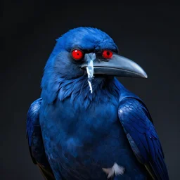 A monumental blue crow with 4 red eyes by masashi kishimoto
