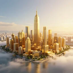 a random photo of a beautiful golden city hidden somewhere on Earth, cinematic, sun, beautiful lighting