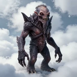 Lovecraftian horror creature, bubbly cloud background, artstation, character concept art, hyper-realism, artstation