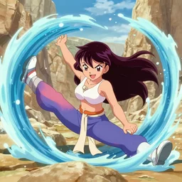 katara destroying all nations and smiling while bending water and doing the splits