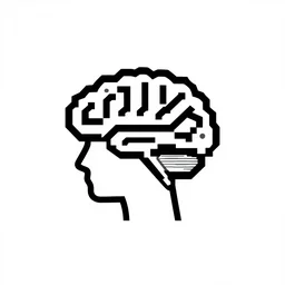 minimalist logo icon for a wandering mind, perception, one person, brain filter pixelated, retro psychology, victo ngai, kilian eng, lois van baarle