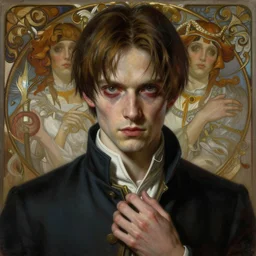 a masterpiece portrait painting of edward elric, ultra realistic, concept art, intricate details, eerie, highly detailed, photorealistic, art by artgerm and greg rutkowski and alphonse mucha