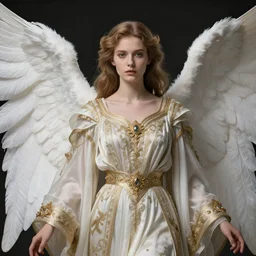 beautiful real angelwith ornate robes, highly detailed, 4k, HDR, smooth, sharp focus, hyper realistic, high resolution, award-winning photo