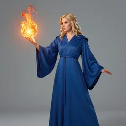Who : a mage with a blue robe casting a fire ball; Physical : Beverly Paige exact same body ; IMPORTANT : Hearthstone official splash art, award winning, trending in category \'perfect drawing\'