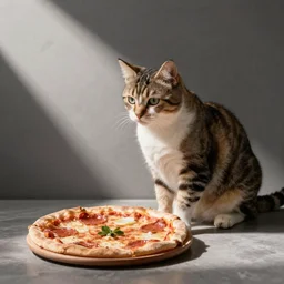 Cat serving a pizza by Rembrant