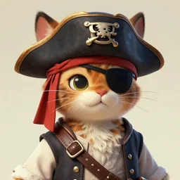 a beautiful half body portrait of a cute anthropomorphic pirate cat fursona. eye patch. character design by cory loftis, fenghua zhong, ryohei hase, ismail inceoglu and ruan jia. volumetric light, detailed, rendered in octane