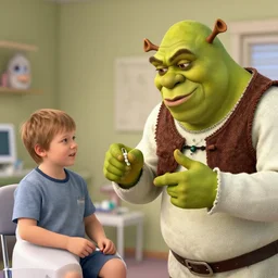 Doctor Shrek give a medicine to Szymon Hołownia