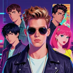 portrait of synthwave 8 0 s handsome confident max headroom wearing sunglasses, synthwave, digital art, greg rutkowski, loish, rhads, beeple, makoto shinkai and lois van baarle, ilya kuvshinov, rossdraws, tom bagshaw, alphonse mucha, - h 6 4 0