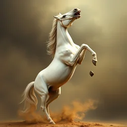 an excited white horse standing up on its hind legs in the style of jacques - louis david