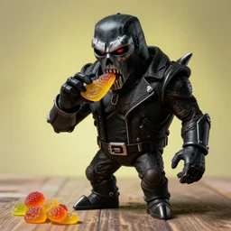 doom guy eating Gummy candy
