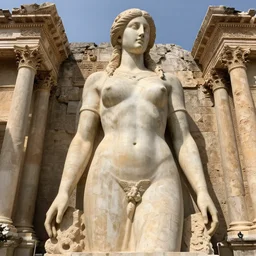 “ a giant woman body sculpture, photorealism, gaudi style at the kingdom of julius caesar, roman historic works in brand new condition, not ruins, hyper - detailed, artstation trending, world renowned artists, historic artworks society, antique renewel, good contrast, realistic color, cgsociety, by greg rutkowski, gustave dore, deviantart ”