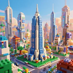 sci - fi futuristic city made of lego bricks, pixar, disney 3 d, 8 k, octane render, still from lego movie